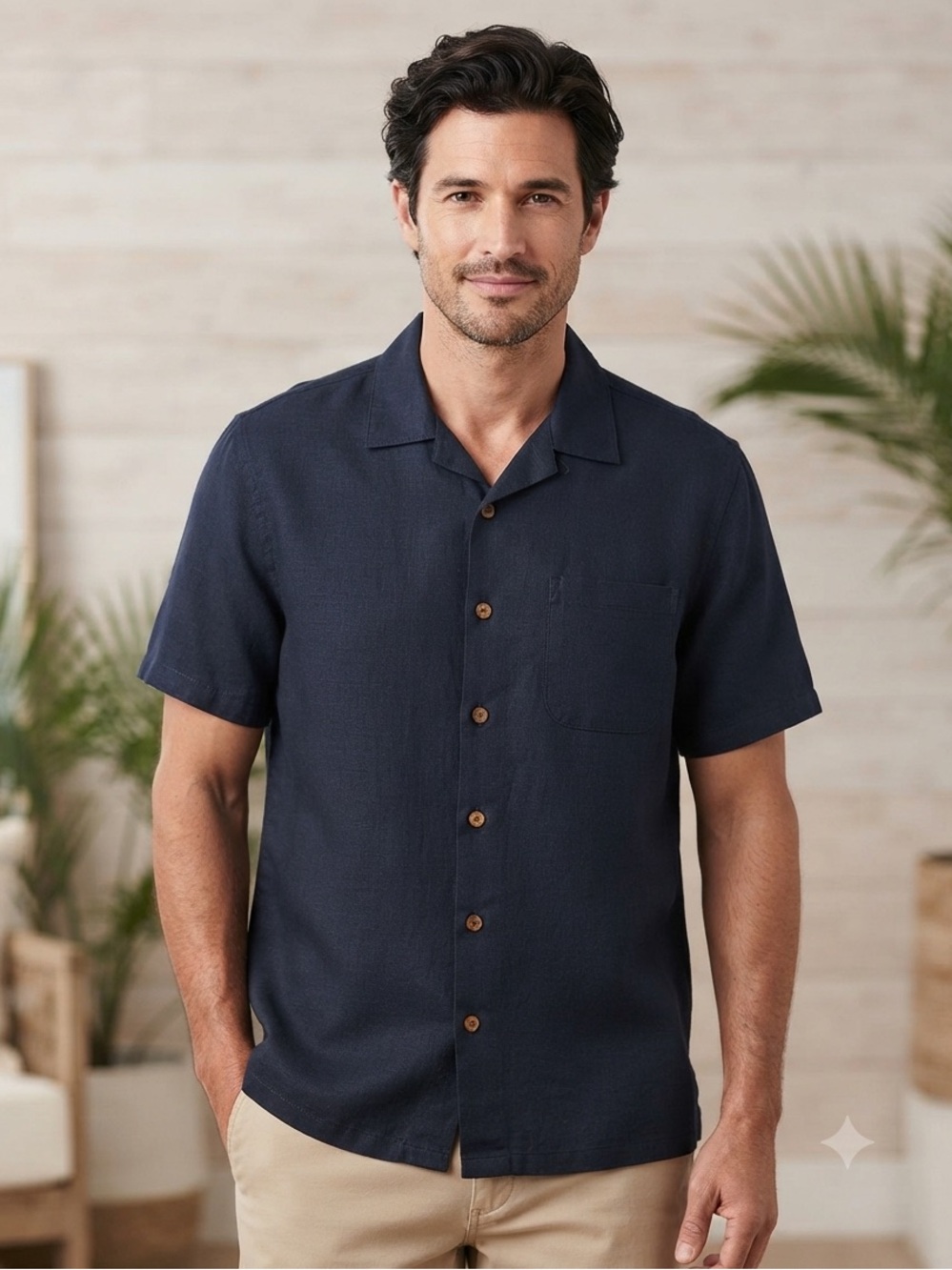 Tommy Bahama Navy Short-Sleeve Camp Shirt